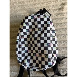 Kendall + Kylie Mini Backpack Checkerboard Rainbow Logo Black White Small Bag